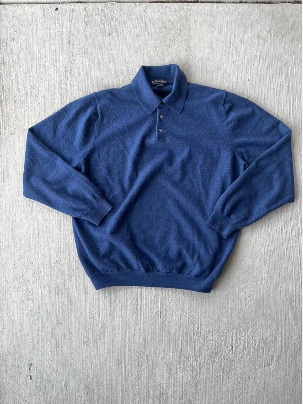 Brooks Brothers Extra Fine Italian Merino Wool Polo Sweater XL Navy